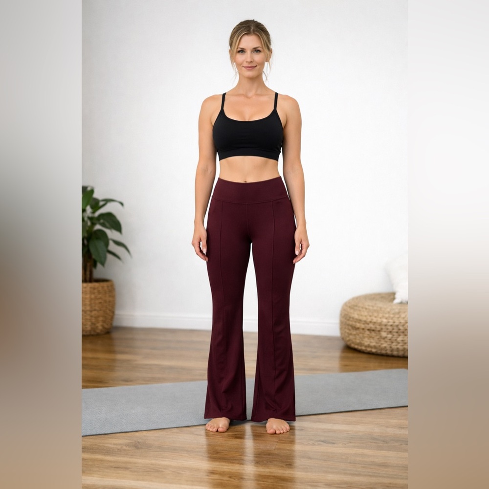 PINK Victoria's Secret Burgundy Flare Cut Yoga Pants